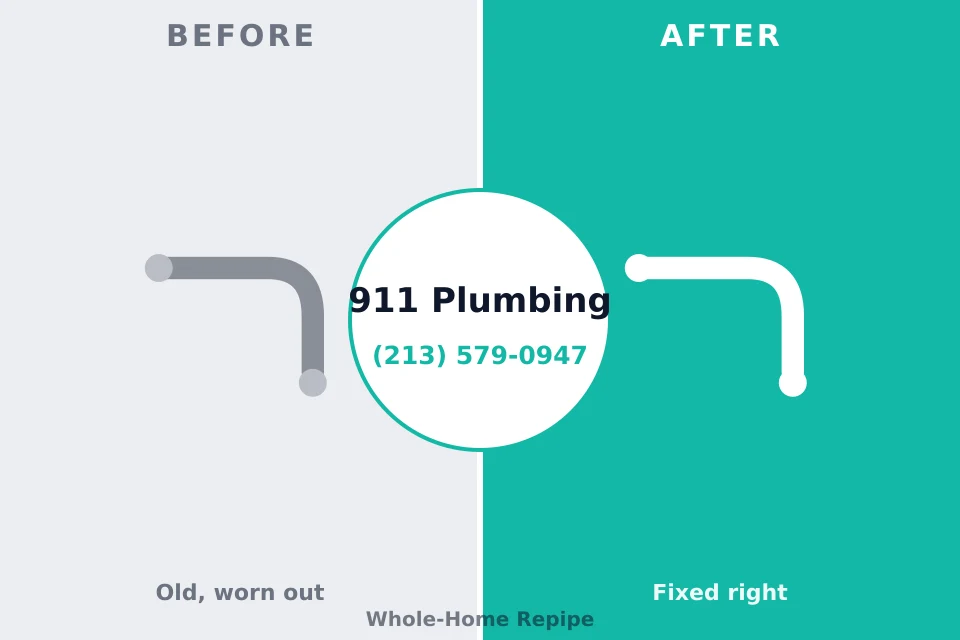 Before and after: plumbing repair Colmar Manor, MD